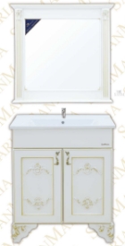 Мебель для ванной комплект Барселона - 90 белый патинированный с золотом и серебром
