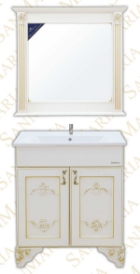 Мебель для ванной комплект Барселона - 75 белый патинированный с золотом и серебром