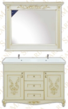 Мебель для ванной комплект Лувр - 120   3 ящика бежевый цвет  патинированный с золотом и серебром