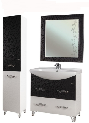 Мебель для ванной Маргарита - 65 бело-черная