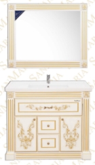 Мебель для ванной комплект Версаль - 120 3 ящика бежевый цвет патинированный с золотом и серебром