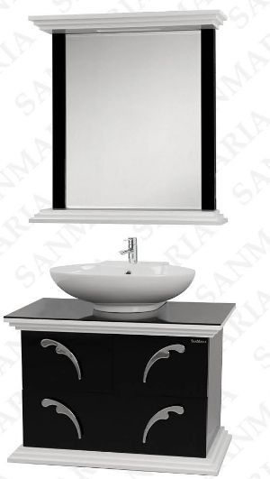 Мебель для ванной Элит Де Люкс - 90 черный, белый