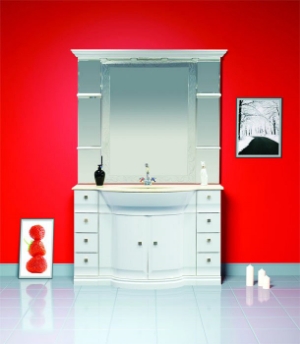 Мебель для ванной Мелиса - 130 белый, бежевый