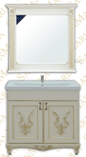 Мебель для ванной комплект Лувр - 70 Бежевый патинированный с золотом и серебром