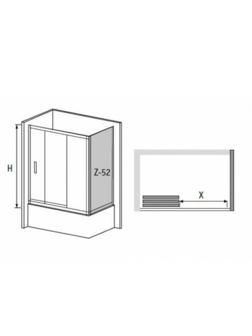 Штора на ванну раздвижная с боковым элементом RGW SC-81(RGW SC-41+ RGW Z-52) 180*70*150 прозрачное стекло