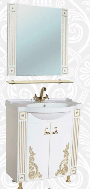 Мебель для ванной Венеция Люкс - 75 белая патина золото