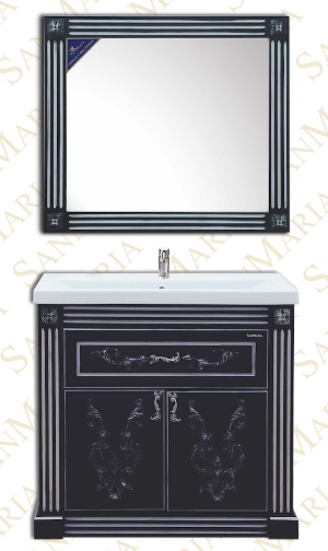 Мебель для ванной комплект Версаль - 90 черный цвет  патинированный с золотом и серебром