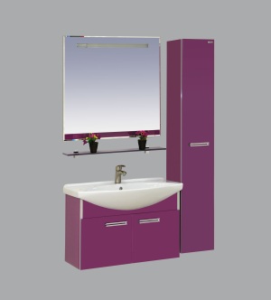 Мебель для ванной  Джулия- 75(подвесная сиреневая стекло)