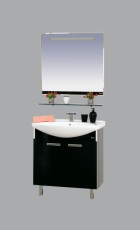 Мебель для ванной Джулия- 105 черная напольная прямая,  стекло