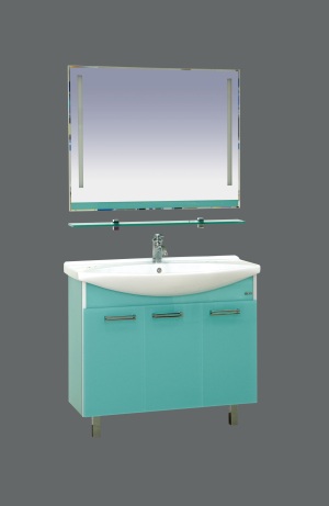 Мебель для ванной Джулия- 105 прямая( салатовая напольная стекло)