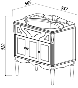 Мебель для ванной комнаты Belux «Верди- 850» слоновая кость с золотой патиной